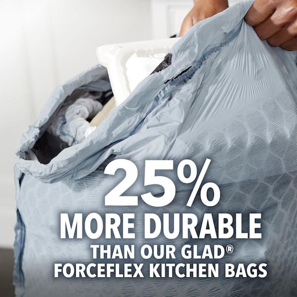 Glad ForceFlex Plus Trash Bags, Multipurpose, Drawstring, Large, 30 Gallon - 25 bags
