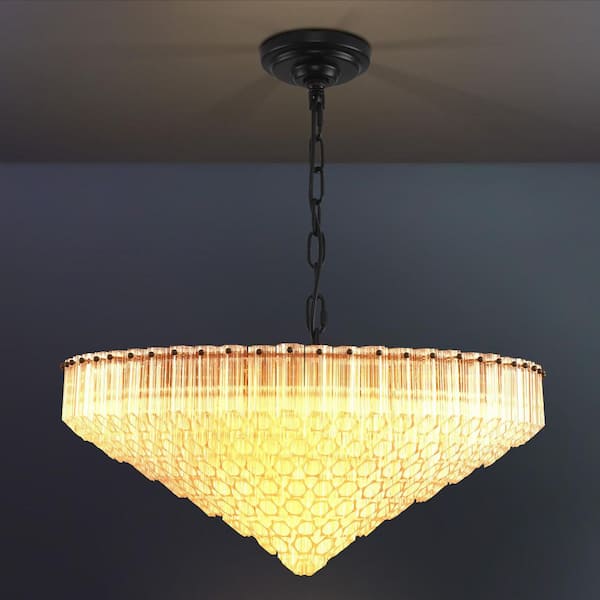 PUYRNF 30 in. Modern Round Chandelier, 13-Light luxury Black Kitchen island Chandelier, for Living Room Bedroom Dining Room