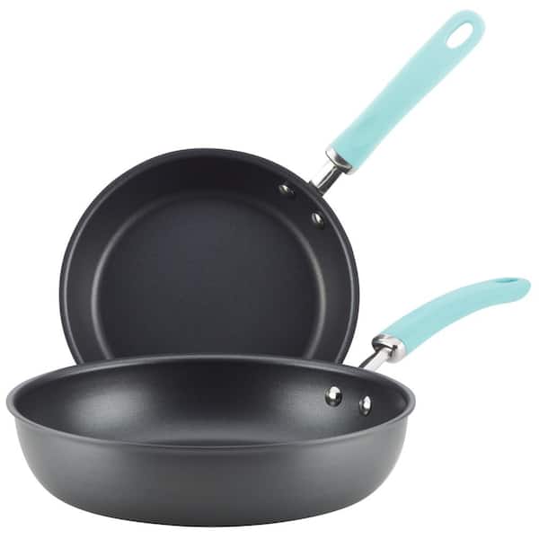 Rachael Ray Create Delicious 2-Piece Hard-Anodized Aluminum Nonstick Skillet Set in Light Blue and Gray
