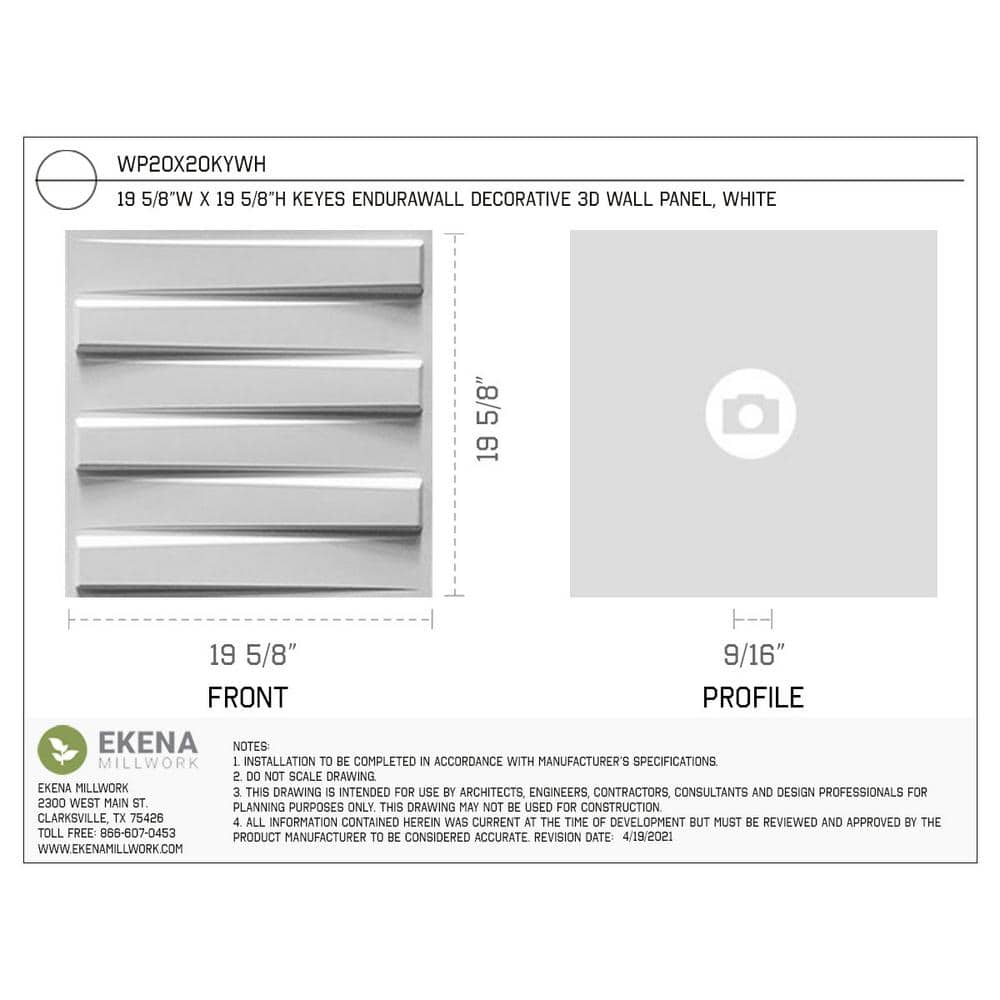 White Textured PVC 3D Decorative Wall Panel, 19 5/8" x 19 5/8"
