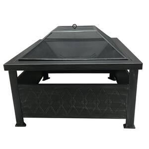 34 in. W Square Steel Wood Fire Pit