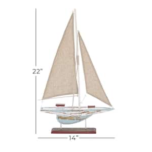 2 in. x 22 in. Brown Wood Sail Boat Sculpture