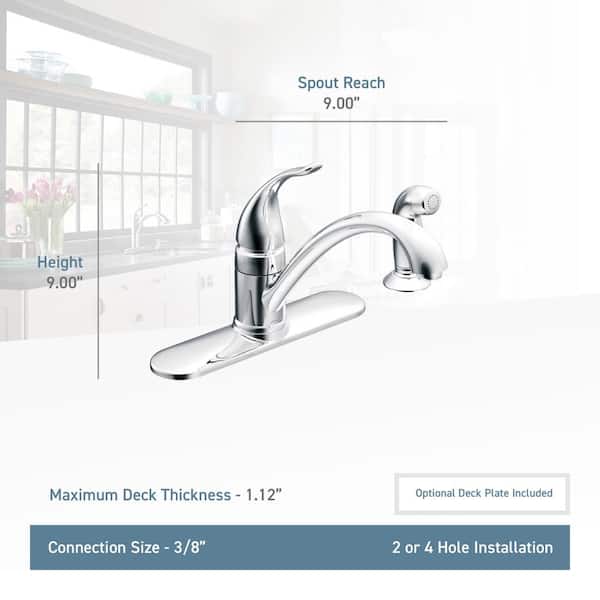 Moen Adler Chrome 1-Handle Deck-Mount Low-Arc Handle Kitchen Faucet (Deck Plate Included)