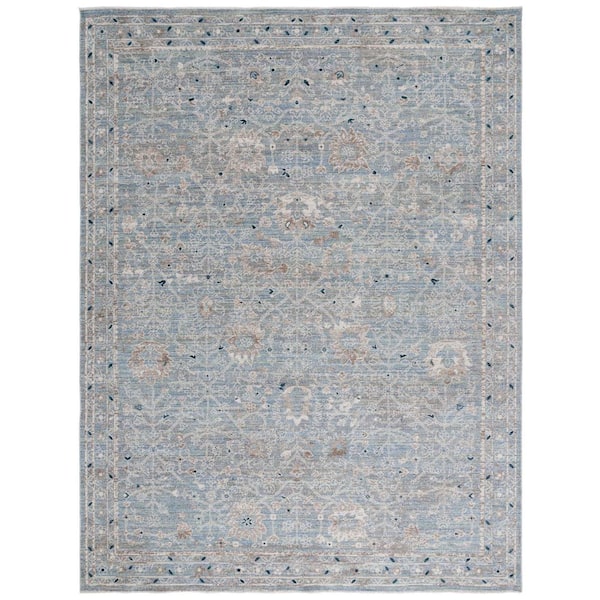 SAFAVIEH Antique Patina 8 ft. x 10 ft. Blue/Ivory Border Floral Area Rug