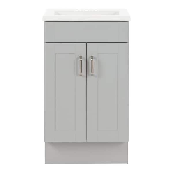 Glacier Bay Penford 19 in. W x 17 in. D x 33 in. H Single Sink Freestanding Bath Vanity in White with White Cultured Marble Top