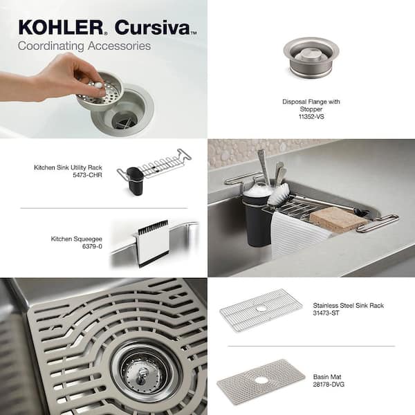 KOHLER Cursiva All-in-One Stainless Steel 33 in. Single Bowl Drop-In or  Undermount Kitchen Sink with Faucet K-RH28174-1PC-NA - The Home Depot