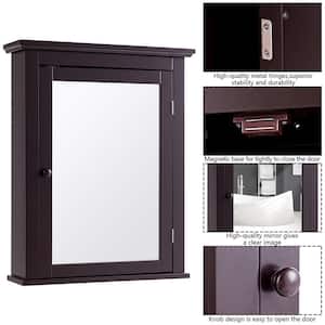 22 in. W x 27 in. H Brown Surface Mount Medicine Cabinet with Mirror
