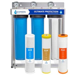 Heavy Metal Anti-Scale 3 Stage Whole House Water Filtration System - Ultimate Protection Polyphosphate, KDF, Carbon