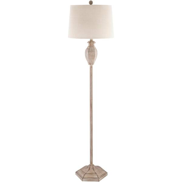 Livabliss Krakow 59 in. Gray Indoor Floor Lamp with Natural Barrel Shaped Shade