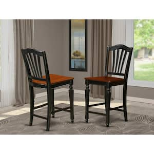 Black and Cherry Wooden Seat Slat Back Dining Chair (Set of 2)