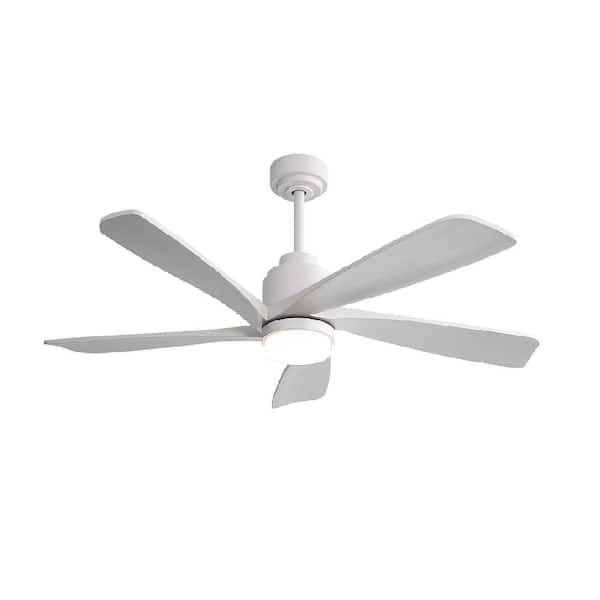 CIPACHO 52.1 in. Indoor White Modern Ceiling Fan with 5 Solid Wood Blades Remote Control Reversible DC Motor