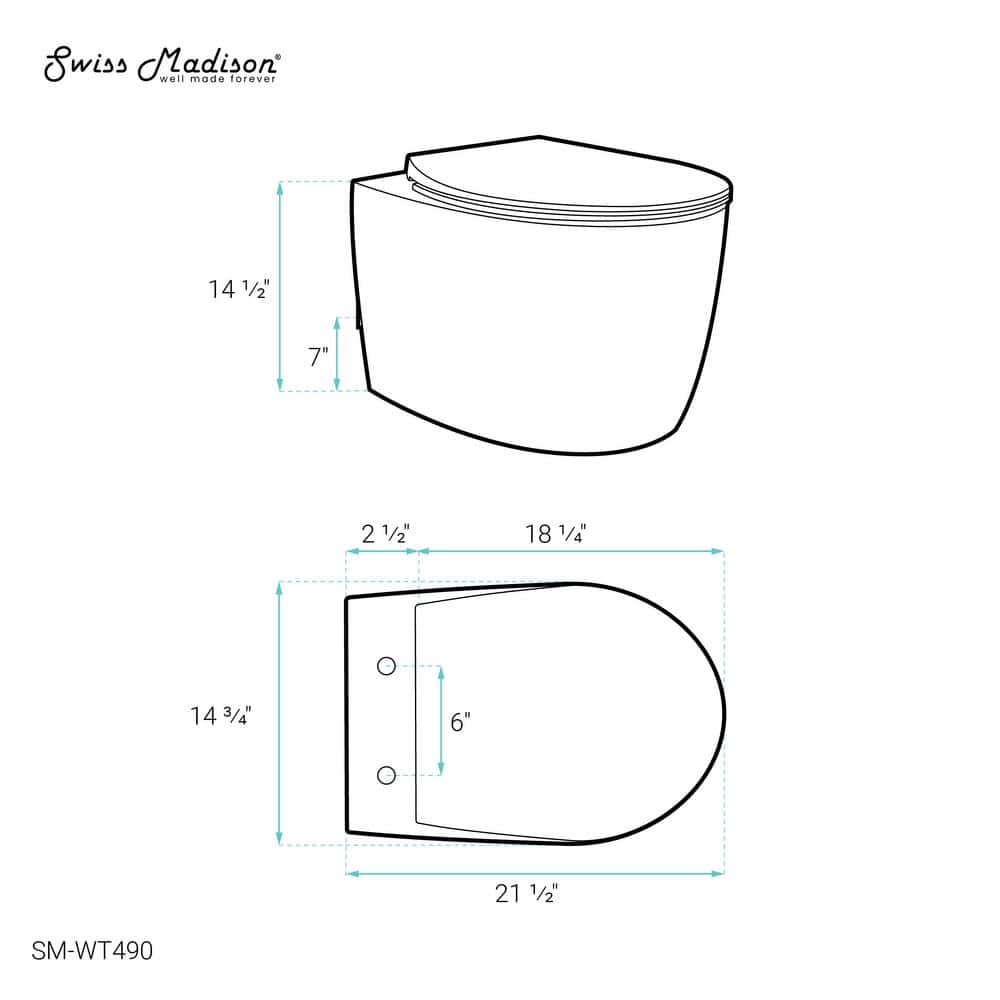 Glossy White Ceramic Wall-Hung Elongated Toilet Bowl