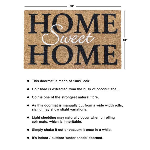 Welcome Home Sweet Home White 18 in. x 30 in. Coir Non-Slip Outdoor Doormat