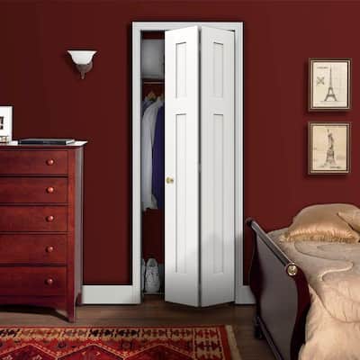 24 in. x 80 in. Craftsman White Painted Smooth Molded Composite MDF Closet Bi-fold Door