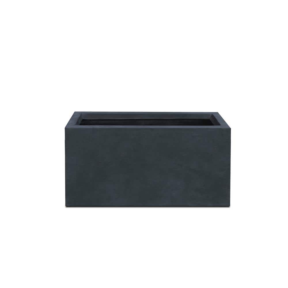  23.8 in. L Rectangular Charcoal Finish Lightweight Concrete Long Low Planter with Drainage Hole, Modern Outdoor/Indoor