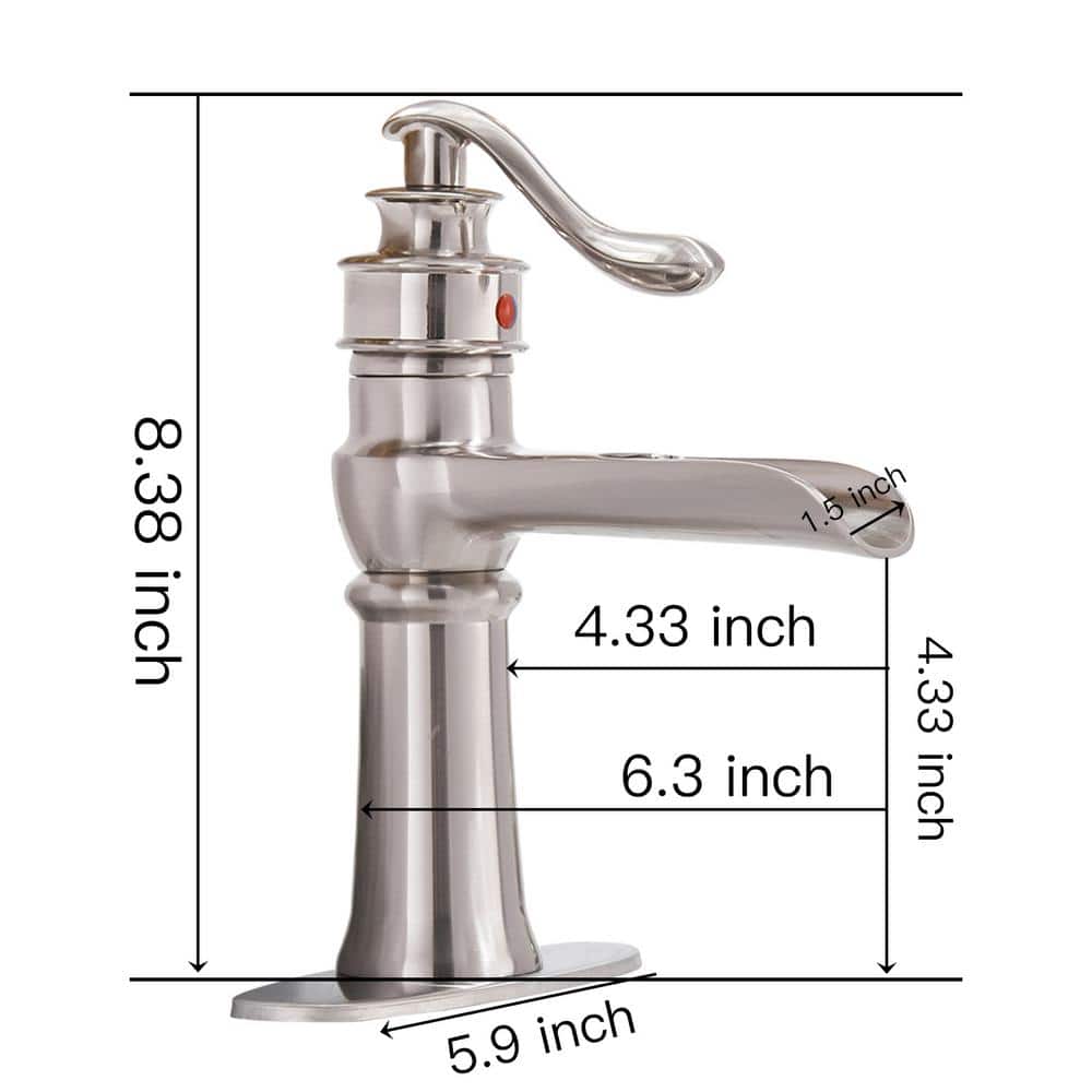 Brushed Nickel Single Handle Waterfall Bathroom Faucet