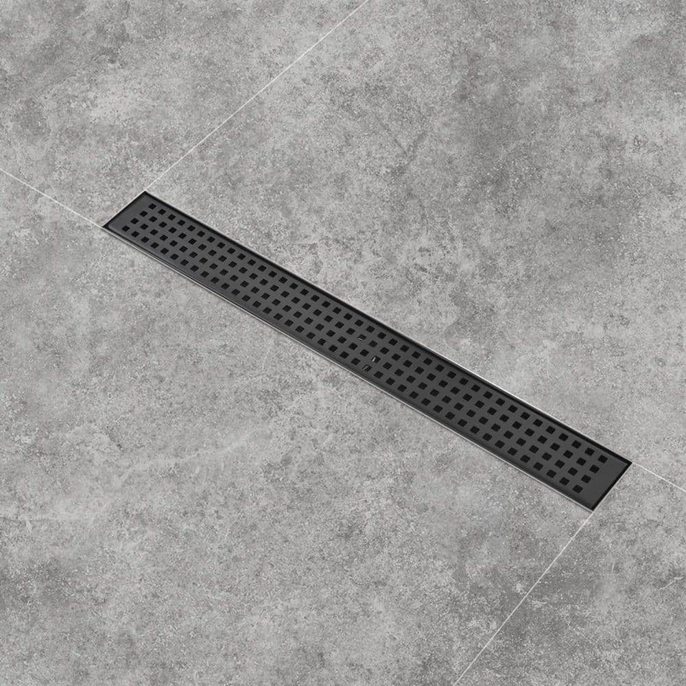 Interbath 4 in. x 4 in. Stainless Steel Square Shower Floor Drain with  Square Pattern Drain Cover in Matte Black ITBFD44MB-A - The Home Depot