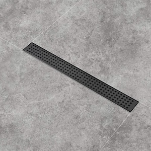 28 in. Stainless Steel Linear Shower Drain with Square Hole Pattern Drain Cover in Matte Black