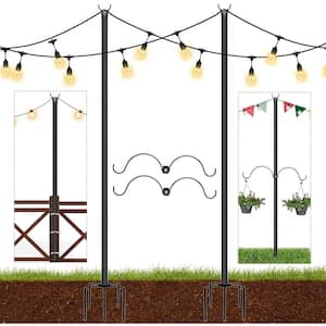 9 ft. 5 Prong Fork Backyard Outdoor String Light Poles Stand for Patio, Garden, Yard Flagpole (2-Pack)