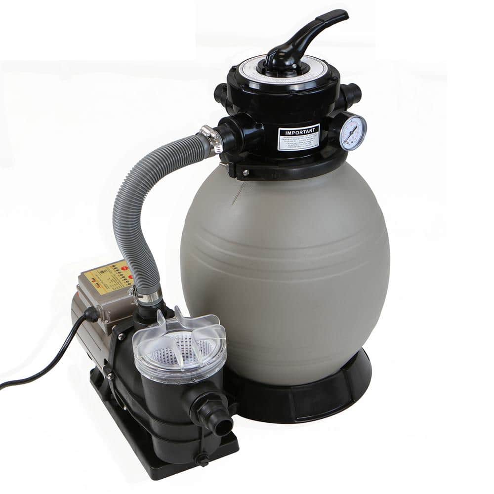 13" Gray Polymeric Sand Filter Pump with Timer for Above Ground Pools