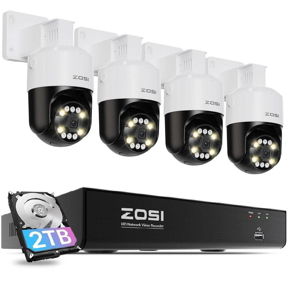 ZOSI 4K UHD 8-Channel 2TB POE NVR Security System with 4-Wired 8MP