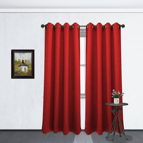 LINEN STORE INC 84 in. L Blackout Grommet Curtain Panel in Ruby