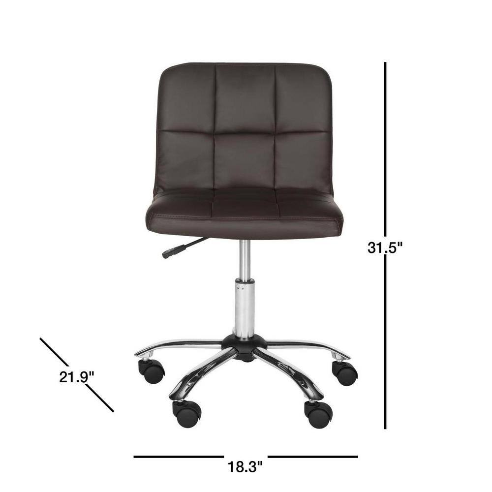 Brunner 32" Brown Leather and Metal Armless Task Chair
