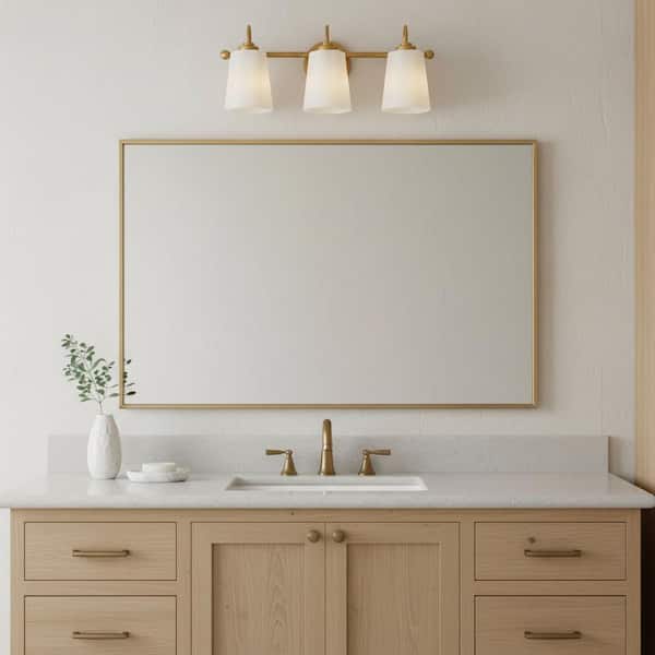 LARK Honey 21.25 in. 3 Light Distressed Brass Vanity Light