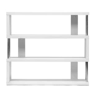 38.5 in. White Wood 3-shelf Accent Bookcase with Open Back