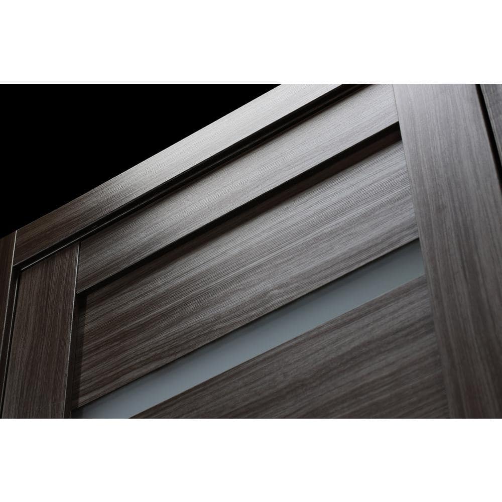 Leora Gray Oak Composite Interior Door with Frosted Glass Panels