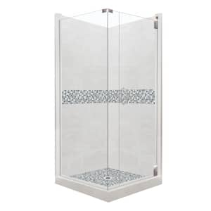 Del Mar Grand Hinged 36 in. x 36 in. x 80 in. Right-Hand Corner Shower Kit in Natural Buff and Chrome Hardware