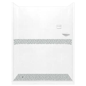 Del Mar 60 in. L x 42 in. W x 80 in. H Left Drain Alcove Shower Kit with Shower Wall and Shower Pan in Natural Buff