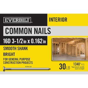 16D 3-1/2 in. Common Nails Bright 30 lbs (Approximately 1340 Pieces)