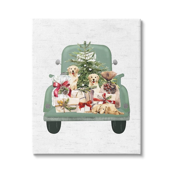 Stupell Industries Holiday Gift Truck byLettered and Lined 1 Piece Unframed Graphic Print Travel Poster Art Print 48 in. x 36 in.