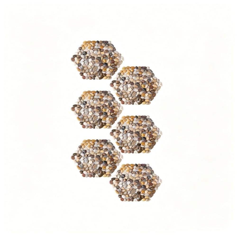 12 in. x 10.6 in. Hexagon River Rock Stepping Stones Polished Natural 6-Piece price history on PriceWatchPro