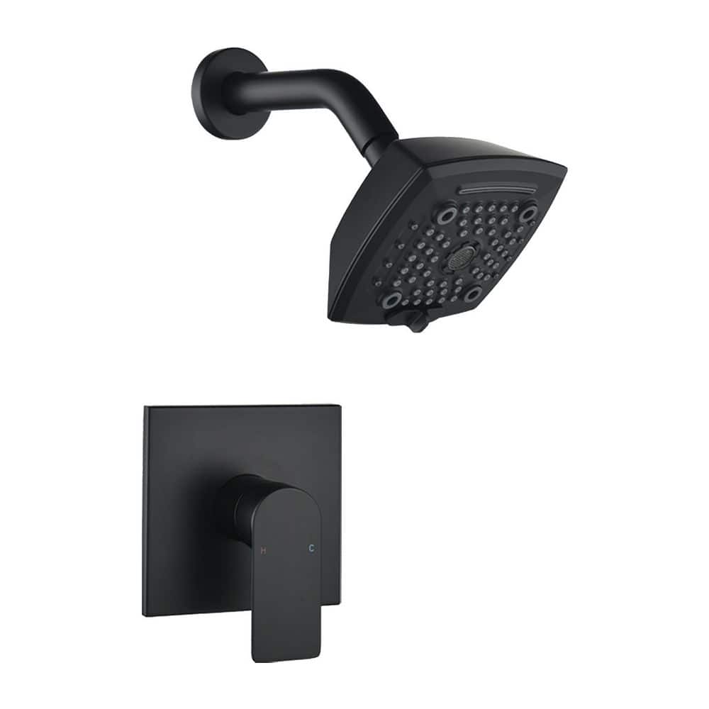 Rain Single Handle 5-Spray Shower Faucet 1.8 GPM with Pressure Balance in Matte Black (Valve Included) price history on PriceWatchPro