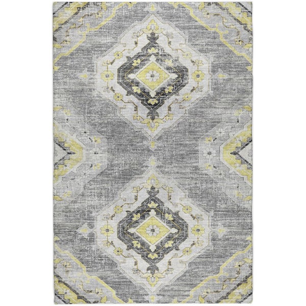 Dream Shag Premium Machine Washable Abstract ADS91 Silver 9 ft. x 12 ft. Area Rug