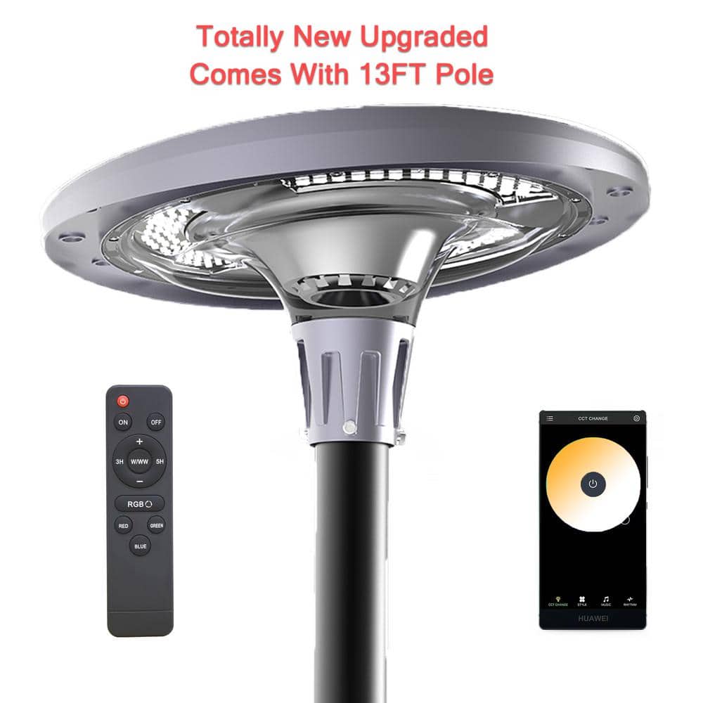 Solar 20W RGB LED UFO APP Post Light Commercial Residential Walkway Courtya
