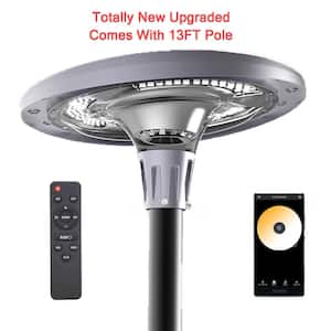 Solar 20W RGB LED UFO APP Post Light Commercial Residential Walkway Courtyard Parking Lot, with Light Pole