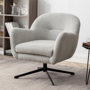 Muse Gray Velvet Modern Button Tufted Accent Task Chair with Swivel Chrome Base