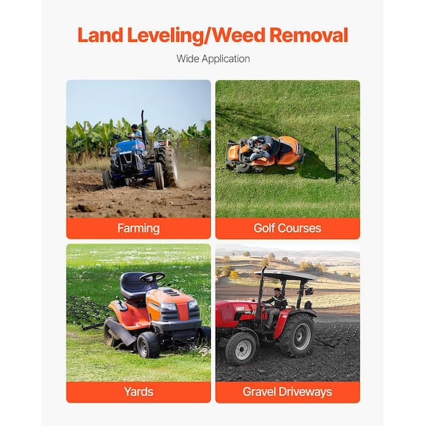 SKYSHALO Drag Harrow, 4x4ft. 4in. Heavy-Duty Chain Harrow with 69