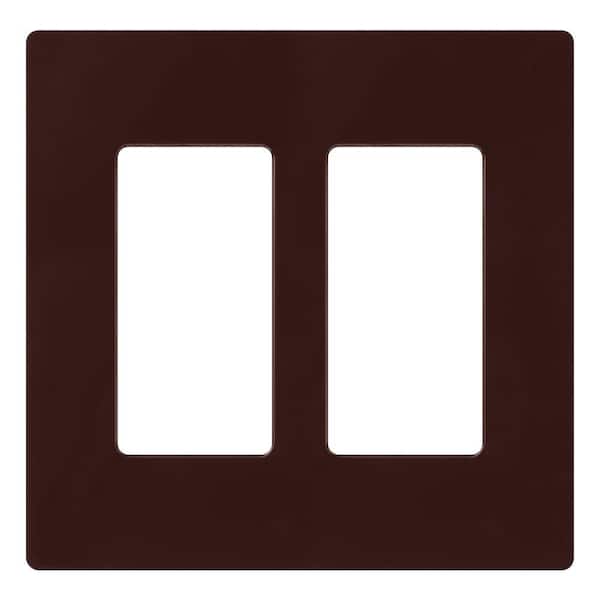 Lutron Claro 2 Gang Wall Plate for Decorator/Rocker Switches, Gloss, Brown (CW-2-BR) (1-Pack)
