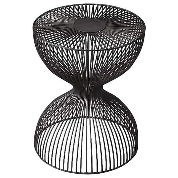 Nicholas 14 in. W Black Round Iron End Table