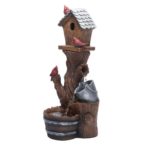 Alpine Corporation 32 in. Tall Outdoor Cascading Barrel Water