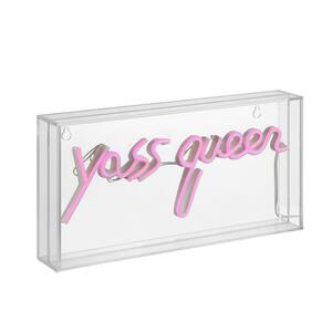 Yass Queen 5.9 in. Pink Contemporary Glam Acrylic Box USB Operated LED Neon Lamp