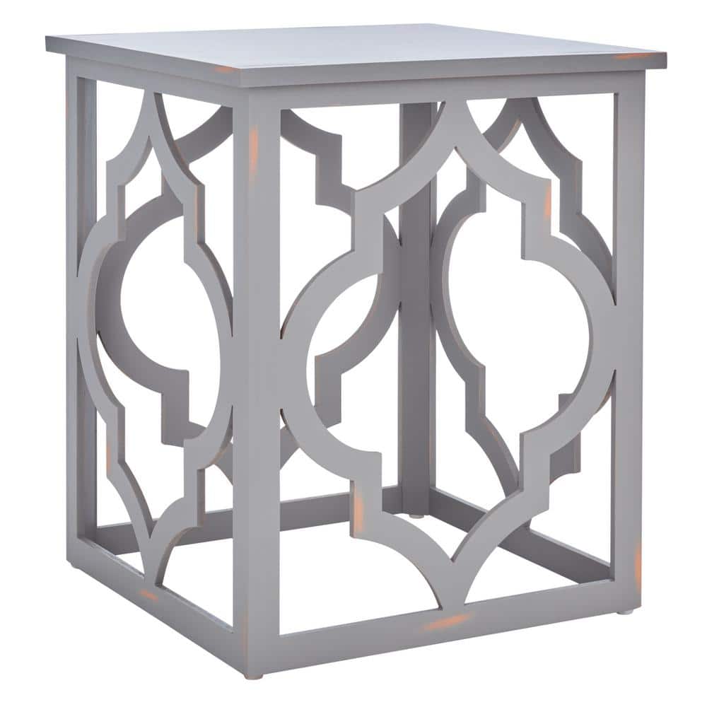 Milo Taupe Wood and Metal Rectangular End Table