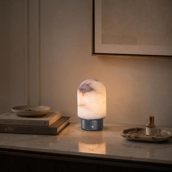 ALOA DECOR Natural Spanish Alabaster Cordless Rechargeable Dome