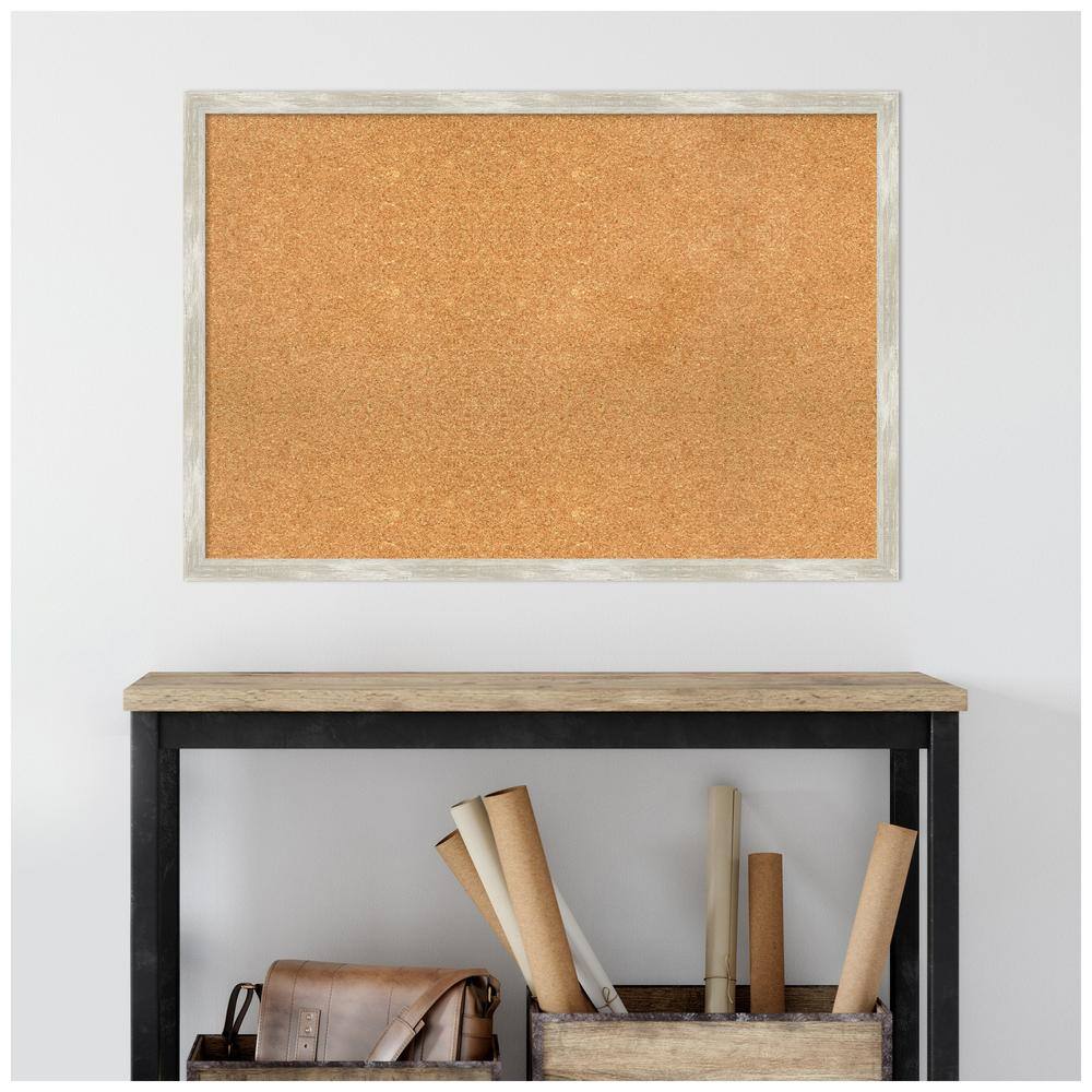 Natural Corkboard with Crackled Metallic Silver Frame