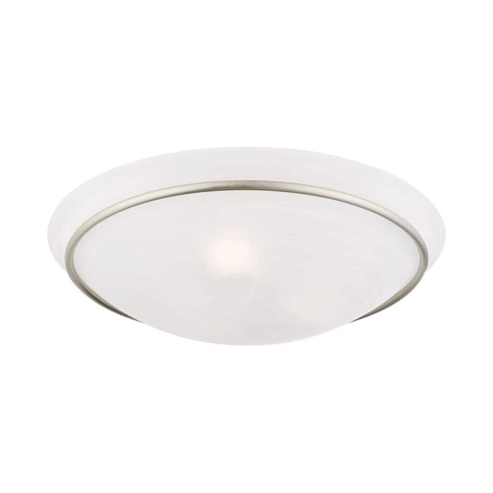 Transitional Brushed Nickel 3-Light Bowl LED Semi-Flush Mount