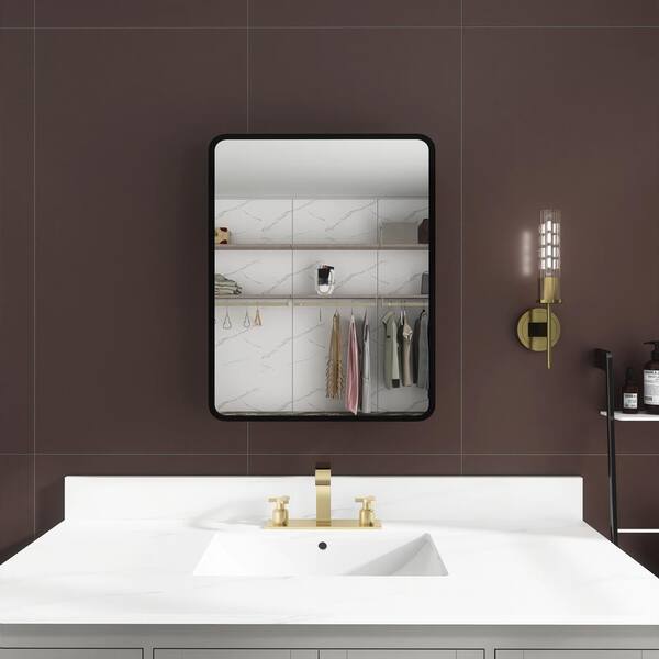JimsMaison 30 in. W x 30 in. H Round Aluminum Framed Medicine Cabinet with Mirror
